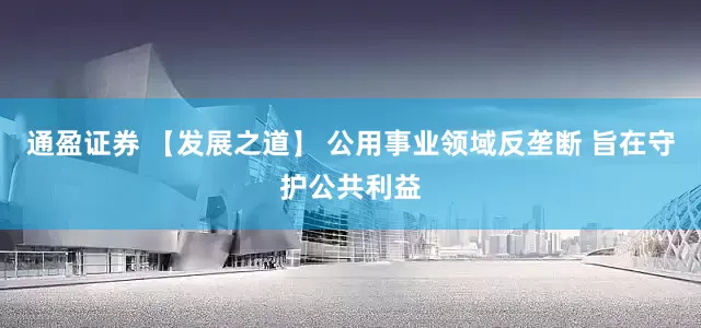 通盈证券 【发展之道】 公用事业领域反垄断 旨在守护公共利益